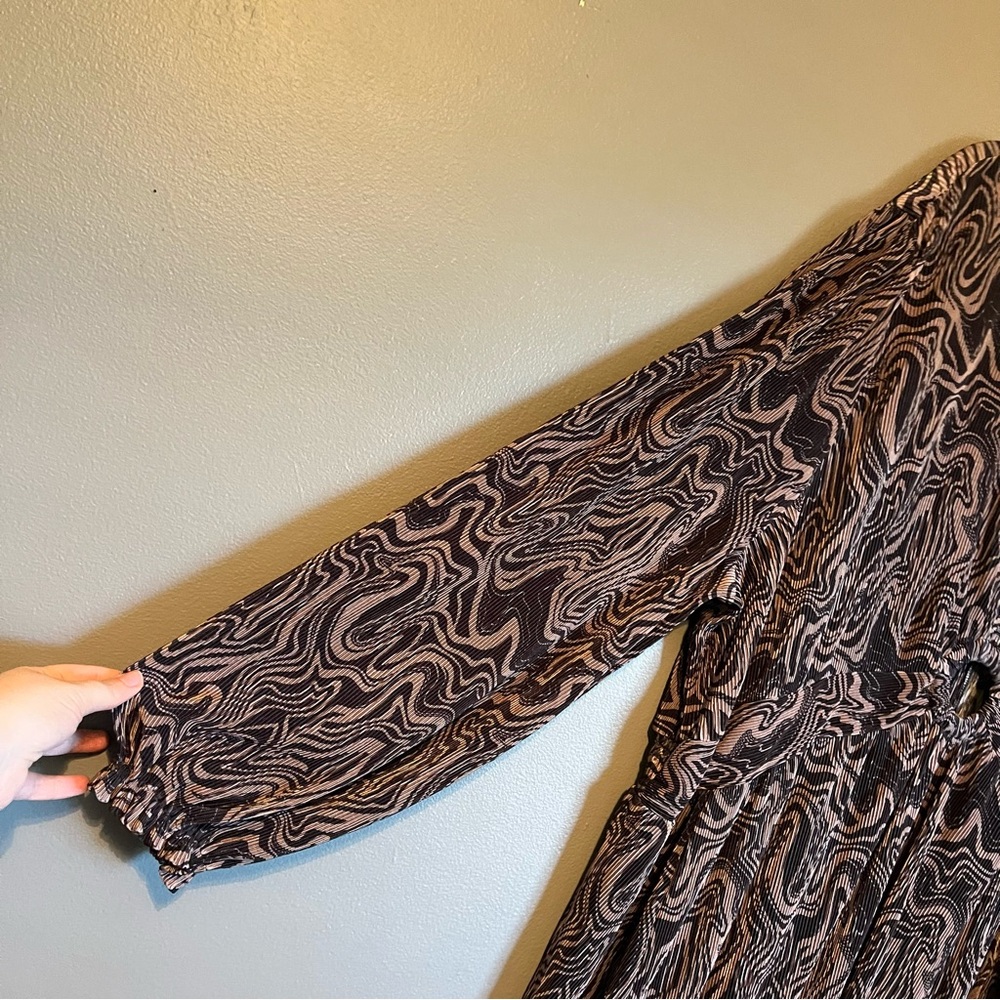 NWT Nina Parker 3X Womens Black Swirl Plus Keyhole Pleated Maxi Dress Ret $129! - Picture 4 of 16